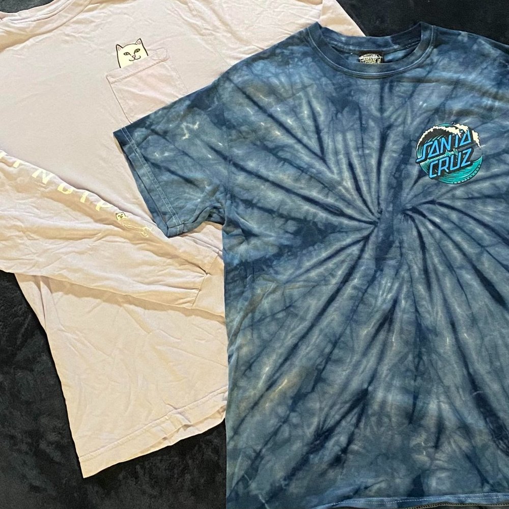2pc Skater Loose-Fit Ripndip/SantaCruz Shirts (Unisex M)